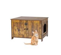 Relaxdays Cat Cabinet with Partition and Side Entrance, 46x78.5x44.5cm, Dark Brown