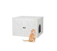 Relaxdays Cat Cabinet with Partition for Litter Tray, White, 50x80x53 cm