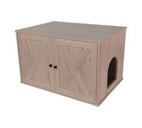 Relaxdays Cat Cabinet with Side Entrance, Removable Partition, HxWxD 50x80x53cm, Light Grey