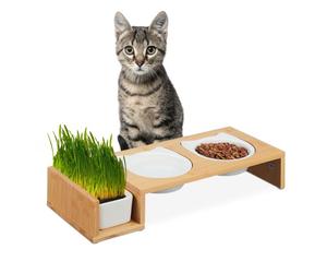 Relaxdays Cat Feeding Station with 2 Bowls