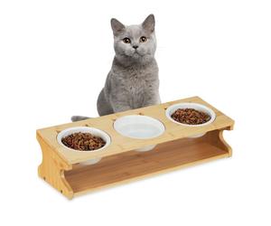Relaxdays Cat Food Station with Bowls