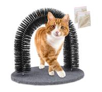 Relaxdays Cat Scratching Arch, Includes Catnip, Cat Brush for All Hairs, Black