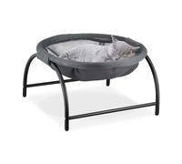 Relaxdays Cat Hammock, Raised Standing Lounger, Elevated Hanging Chair, HxWxD: 25 x 44 x 42 cm, Pet Bed, Dark Grey/Black, Steel