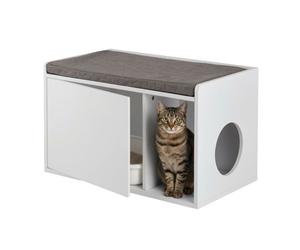 Relaxdays Cat Litter Box Cabinet With Bench