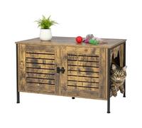 Relaxdays Cat Litter Cabinet with Lock & Divider, 50.5x80x45 cm, Dark Brown