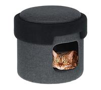 Relaxdays Cat Stool, 2-in-1 Stool & Pet Cave, H x D: 36 x 40 cm, Cats & Small Dogs, Reversible Lid, Grey