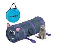 Relaxdays Cat Tunnel, Mouse Design, Foldable Pet Toy, HxD: 63 x 26 cm, Interactive Play, Round, Polyester, Colourful, 26 x 26 x 63 cm