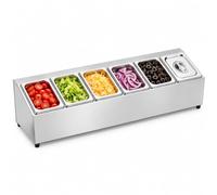 Relaxdays, catering ingredient container, HxWxD: 21.6 x 22.8 x 102.5 cm | Made from stainless steel and ABS, 1/6 GN, for the catering industry, Gastronorm