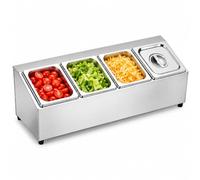 Relaxdays, catering ingredient container, HxWxD: 21.6 x 22.8 x 69 cm | Made from stainless steel and ABS, 1/6 GN, for the catering industry, Gastronorm