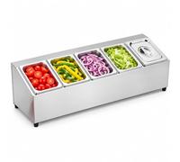 Relaxdays, catering ingredient container, HxWxD: 21.6 x 22.8 x 86 cm | Made from stainless steel and ABS, 1/6 GN, for the catering industry, Gastronorm