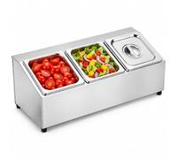 Relaxdays, catering ingredient container, HxWxD: 21.7 x 22.8 x 52.3 cm | Made from stainless steel and ABS, 1/6 GN, for the catering industry, Gastronorm