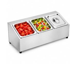 Relaxdays, catering ingredient container, HxWxD: 21.7 x 22.8 x 52.3 cm | Made from stainless steel and ABS, 1/6 GN, for the catering industry, Gastronorm