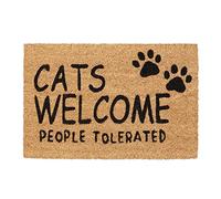 Relaxdays Cats Welcome Doormat Coir Rubber, 40 x 70 cm, Door Mat Inside & Outside, Non-Slip, Multicoloured, Coco, 60x40cm