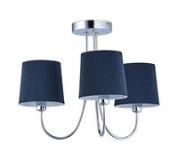 Relaxdays Ceiling Lamp, Vintage Lighting, H x W x D: 35 x 40.5 x 35.5 cm, E14 Socket, Metal, Fabric, Dark Blue, Cotton