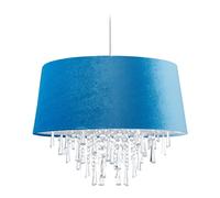 Relaxdays Ceiling Light, Hanging Lamp, H x D 140 X 45.5 cm, Bedroom & Living Room, Crystal & Velvet, Blue