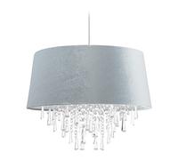 Relaxdays Ceiling Light, Hanging Lamp, H x D 140 X 45.5 cm, Bedroom & Living Room, Crystal & Velvet, Grey