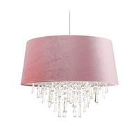 Relaxdays Ceiling Light, Hanging Lamp, H x D 140 X 45.5 cm, Bedroom & Living Room, Crystal & Velvet, Pink