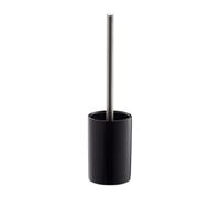 Relaxdays Ceramic WC Accessory Set, Toilet Round Holder, Exchangeable Brush Head, 36 cm, Black, 36 x 9.5 cm