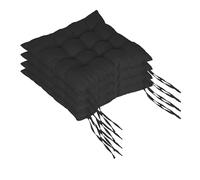 Relaxdays chair cushions, set of 4, 40x40 cm, quilted with ties, indoor/outdoor, polyester cover, black