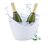 Relaxdays Champagne, bottle cooler, 8 litre volume, drinks cooling, storage container (H x W x D): 25.5 x 35 x 25.5 cm, white, 100% plastic, 25,5 x 35 x 25,5 cm