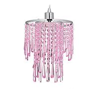Relaxdays Chandelier-Style Hanging Lamp, E27 Socket, 60 W, Glass Crystal, Steel, Ø 22 cm, Pendant Light, Pink
