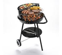 Relaxdays charcoal barbecue on castors, Ø 47 cm, Garden & Park, black