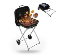 Relaxdays Charcoal barbecue with lid & wheels