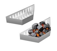Relaxdays Charcoal Baskets for Kettle, Set of 2, HxWxD: 7.5x38x12 cm, Direct & indirect Grilling, Steel, Silver, 7,5x38x12 cm