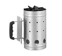 Relaxdays Charcoal Chimney Starter, Steel, BBQ Lighter, Stove, Grill, H x Dia: 27 x 16 cm, Grill Ignition, Silver