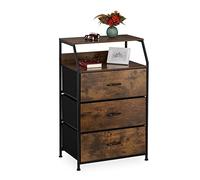Relaxdays Chest of Drawers, 3 Drawers, H x W x D: 96.5 x 61 x 42 cm, Wardrobe, Dresser, Brown/Black