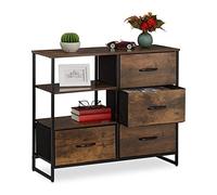 Relaxdays Chest of Drawers, 4 Drawers, H x W x D: 71.5 x 84 x 32.5 cm, Wardrobe, Dresser, Brown/Black