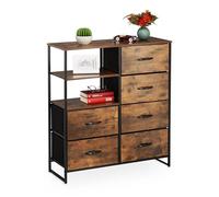 Relaxdays Chest of Drawers, 6 Drawers, H x W x D: 92 x 84 x 32 cm, Wardrobe, Dresser, Brown/Black