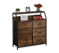 Relaxdays Chest of Drawers, 6 Drawers, H x W x D: 92 x 84 x 32 cm, Wardrobe, Dresser, Brown/Black