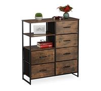 Relaxdays Chest of Drawers, 6 Drawers, H x W x D: 92 x 84 x 32 cm, Wardrobe, Dresser, Brown/Black