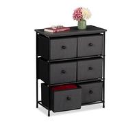 Relaxdays Chest of Drawers, 6 Fabric Compartments, Hallway & Bedroom, HWD: 73x60x32 cm, Dresser, Metal, Grey/Black