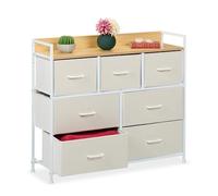 Relaxdays Chest of Drawers, HWD: 85 x 100 x 30.5 cm, 7 Fabric Drawers, Modern Storage for Hallway, Bedroom, White