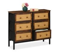 Relaxdays Chest of Drawers with 6 Rattan Drawers