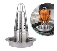 Relaxdays Chicken Roaster, Stainless Steel, Flavour Reservoir & Drip Tray, for Grill & Oven, Silver