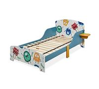 Relaxdays Children Bed Frame, Child Cot, HBT 60 x 94 x 143 cm, With storage, Fall-out Protection, Monster Motif, MDF