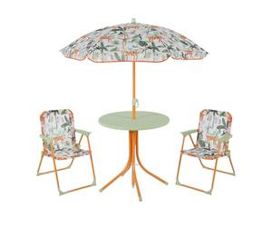 Relaxdays Children’s Camping Furniture Set with Parasol, Folding Chairs & Table, Kids’ Garden Ensemble, Assorted