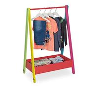 Relaxdays Children’s Clothes Rail, Rack for Bedroom or Nursery, with Shelf, HxWxD: 99x64.5x42 cm, Multi-Coloured, Fibreboard