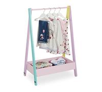 Relaxdays Children’s Clothes Rail, Rack for Bedroom or Nursery, with Shelf, HxWxD: 99x64.5x42 cm, Pastel, Fibreboard