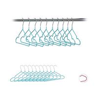 Relaxdays Children’s Coat Hangers Set of 20, Compact Wire Holders, PVC-Coating, 30 cm, Turquoise