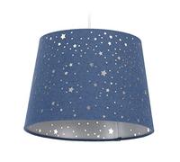 Relaxdays Children’s Hanging Lamp with Star Design, Kids’ Ceiling Light, Round Fabric Lampshade, Blue