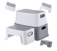 Relaxdays Children’s Step Stool, 2 steps, up to 75 kg, non-slip, white/grey