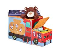 Relaxdays Children’s Storage Ottoman, Lidded Toy Box, Folding, Boys & Girls, Sealife Design, 50 Litres, Blue, Polyester, 33 x 27 x 56 cm