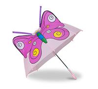 Relaxdays Children’s Umbrella 3D Butterfly, Kids Umbrella for Girls, Pink