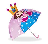 Relaxdays Children’s Umbrella 3D Princess, Kids Umbrella for Girls, Colourful