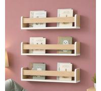 Relaxdays Children's 3-piece Shelf Set, Kids' Bookshelf, white/natural