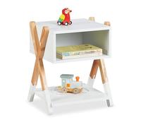 Relaxdays Children's Bedside Table, Nightstand with Open Shelf, 42x34x32 cm, Kids' Bedroom, X-Design, Wood & MDF, White, Fibreboard